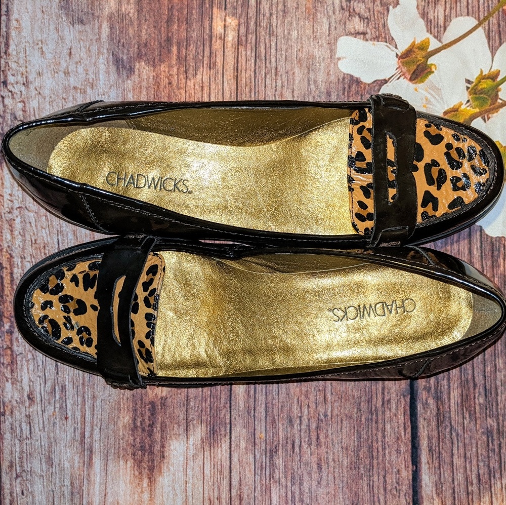 Chadwick's Brown leopard Loafer moccasins 7.5w